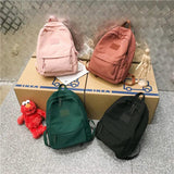Vintage Green Unisex Backpack Nylon School Bags For Girls