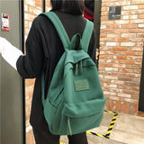 Vintage Green Unisex Backpack Nylon School Bags For Girls