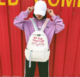 Canvas School Backpack for Women Girls Students Candy Color