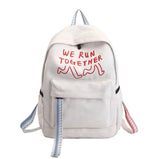 Canvas School Backpack for Women Girls Students Candy Color