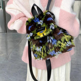 Fur Women's Backpack Hobos School Bag Versatile Travel Bag