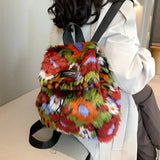 Fur Women's Backpack Hobos School Bag Versatile Travel Bag