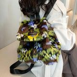 Fur Women's Backpack Hobos School Bag Versatile Travel Bag