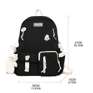 Nylon School Bag for Girls Large Capacity Rucksack