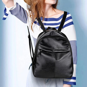 Leather Women Backpack Large Capacity Shoulder Bag