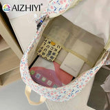 Floral Printed Bookbag Student Rucksack Nylon Daypack for Teenagers