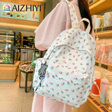 Floral Printed Bookbag Student Rucksack Nylon Daypack for Teenagers
