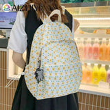 Floral Printed Bookbag Student Rucksack Nylon Daypack for Teenagers