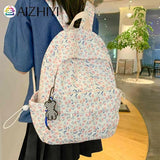Floral Printed Bookbag Student Rucksack Nylon Daypack for Teenagers