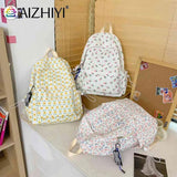 Floral Printed Bookbag Student Rucksack Nylon Daypack for Teenagers