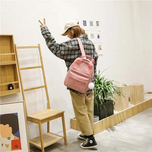 LENLEI Fur Ball Corduroy Backpack for Women Girls