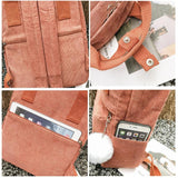 LENLEI Fur Ball Corduroy Backpack for Women Girls