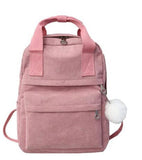 LENLEI Fur Ball Corduroy Backpack for Women Girls