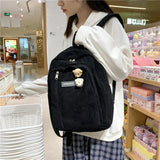 Striped Corduroy Teen Backpack