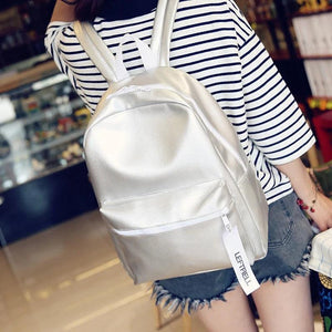 Rainbow Colorful Glossy Backpack Girl School Bag Women