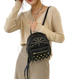 Rivet Zipper Backpack for Women Large Capacity