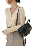 Rivet Zipper Backpack for Women Large Capacity