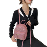 Rivet Zipper Backpack for Women Large Capacity