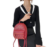 Rivet Zipper Backpack for Women Large Capacity