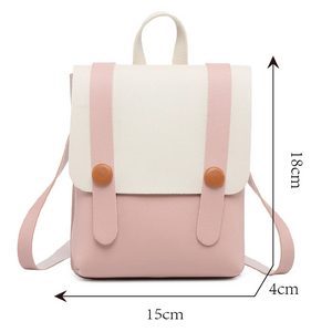 PU Leather Small Backpack for Teenage Girls Leisure Zipper Shoulder Bag Knapsack