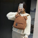 Lamb Fleece Women's Backpack Bear Shaped Shoulder Backpack