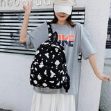 Canvas Student School Bag Cow Print Rucksack