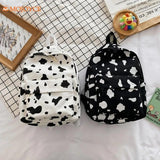 Canvas Student School Bag Cow Print Rucksack