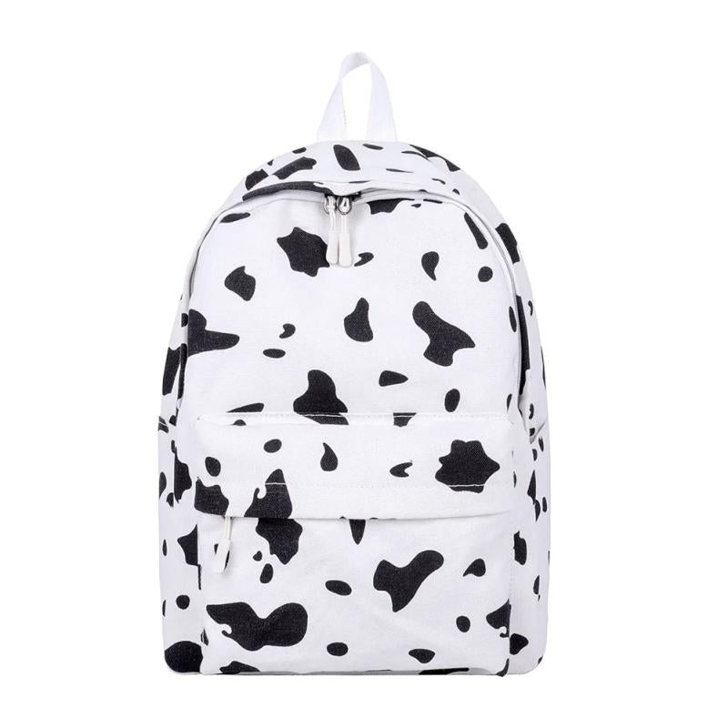 Canvas Student School Bag Cow Print Rucksack