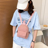 Corduroy Mini Backpack for Girls, Casual Schoolbag