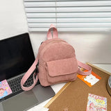 Corduroy Mini Backpack for Girls, Casual Schoolbag