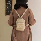 Small Women's Backpack Solid High Nylon School Bag