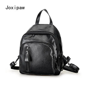 Vintage Soft Pu Leather Backpack for Women Large Capacity School Bag