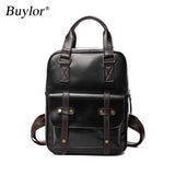 Buylor Large Capacity Backpack Women PU Leather Retro Travel Backpack