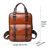 Buylor Large Capacity Backpack Women PU Leather Retro Travel Backpack