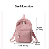 Harajuku Ulzzang School Student Backpack Retro Corduroy Female Rucksack