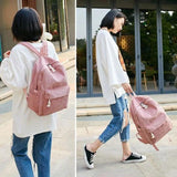Harajuku Ulzzang School Student Backpack Retro Corduroy Female Rucksack