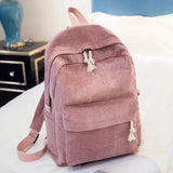Harajuku Ulzzang School Student Backpack Retro Corduroy Female Rucksack