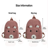 Corduroy Women Backpack, Girl Student Daypack, Mini Doll Small Bag