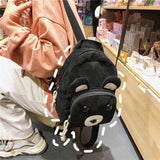 Corduroy Women Backpack, Girl Student Daypack, Mini Doll Small Bag