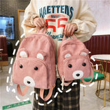 Corduroy Women Backpack, Girl Student Daypack, Mini Doll Small Bag