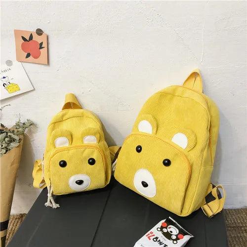 Corduroy Women Backpack, Girl Student Daypack, Mini Doll Small Bag