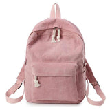 Striped Corduroy Women Backpack for Teenager Girls School