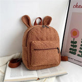 Fuzzy Rabbit Backpack Fluffy Plush Bunny Ears School Bag