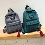 Women's Corduroy Backpack Campus Style Double Shoulder Bag