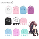 Summer Candy PU Transparent Cat Ear Backpack Flower Zip Women School Bag