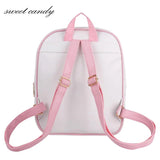 Summer Candy PU Transparent Cat Ear Backpack Flower Zip Women School Bag