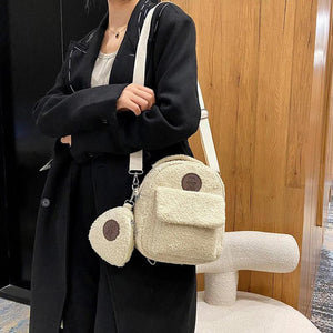 Plush Mini Backpack Lightweight Lamb Wool Bear Crossbody Bag