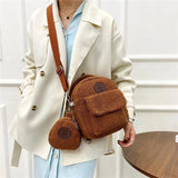 Plush Mini Backpack Lightweight Lamb Wool Bear Crossbody Bag