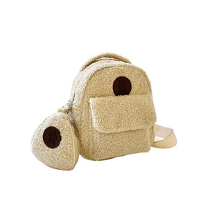 Plush Mini Backpack Lightweight Lamb Wool Bear Crossbody Bag