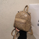 Women's Leather Quilted Pattern Travel Backpack